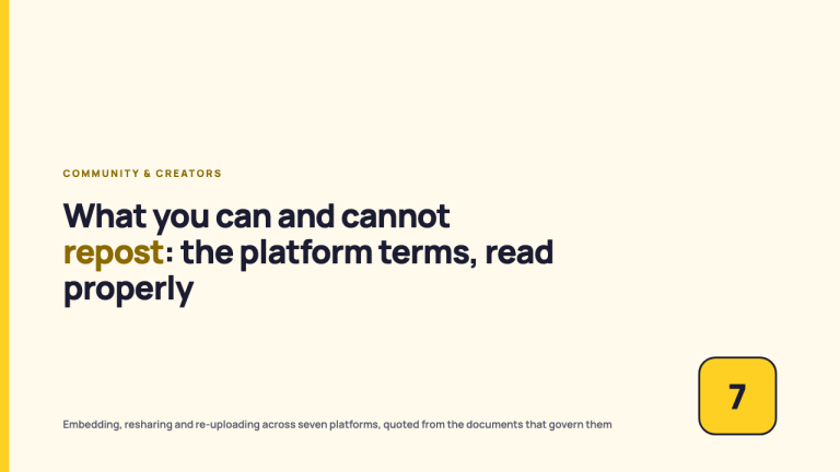 Embedding, resharing, re-uploading: what the platform documents actually say