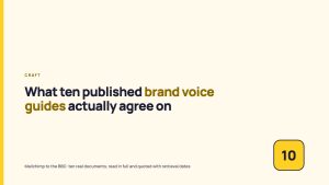 What ten published brand voice guides actually agree on