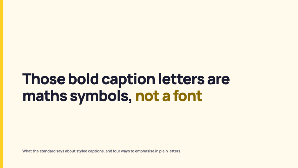 Bold Unicode text in captions: what the standard says
